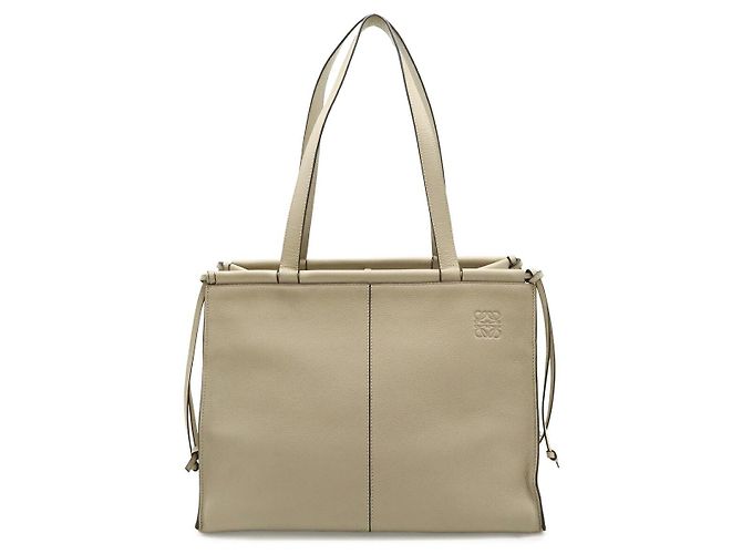 Loewe Leather Cushion Medium Anagram Tragetasche Braun Beige