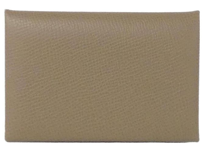 Hermès Hermes Calvi Epsom Card Case Brown Beige