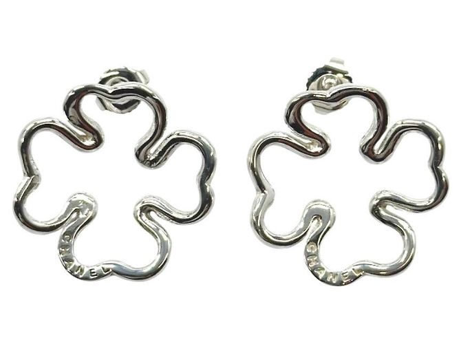 Orecchini Chanel Clover Silver Argento Metallico 