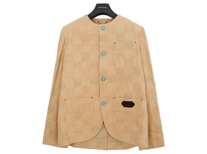 Louis Vuitton Blazer con cuello de patrón Damier Talla Castaño