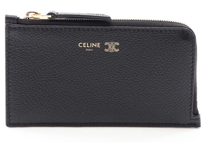 Céline CELINE Leather Coin Card Case Black