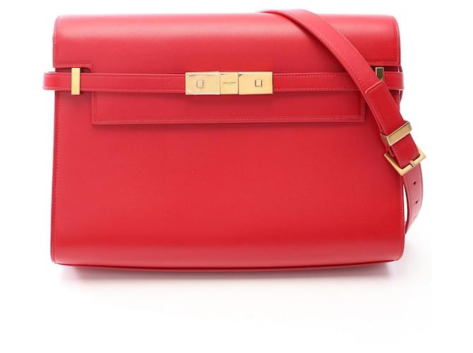 Yves Saint Laurent Sac à bandoulière Manhattan en cuir Saint Laurent Paris Rouge 