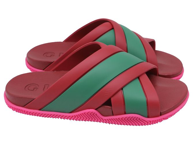 Sandali Web Criss-Cross Gucci in gomma multicolore