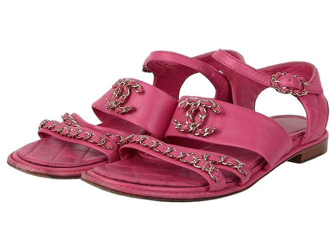 Chanel Ketten-Sandalette Größe Pink