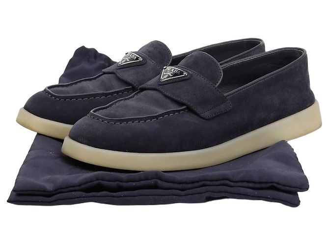 Prada Triangular Logo Loafer Size Blue