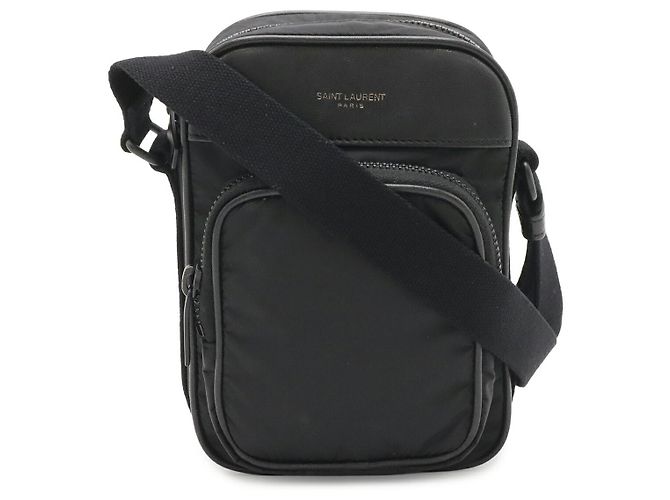 Mini bolsa camera de nylon e couro Yves Saint Laurent Preto