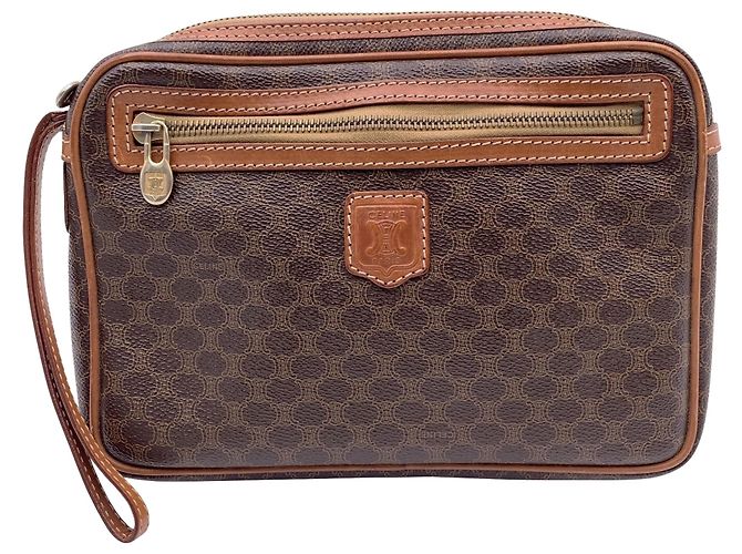 16 Céline Celine Vintage Stoff Clutch Bag Braun