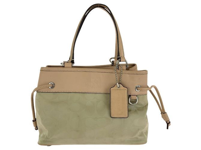 Borsa 2way in Nylon Signature e Pelle COACH Marrone Beige