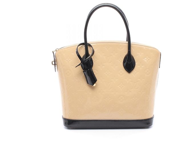 Borsa Louis Vuitton Lockit PM Vernis Leather Marrone Beige
