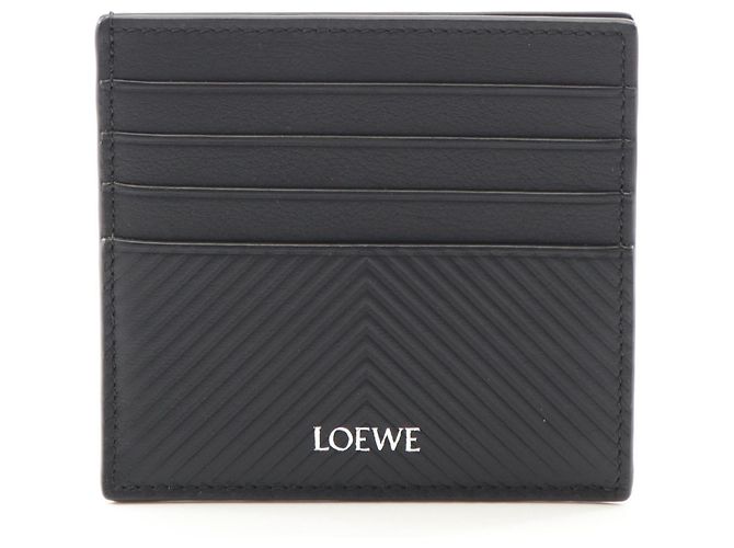 Loewe Open Card Holder Kartenetui aus Leder Schwarz