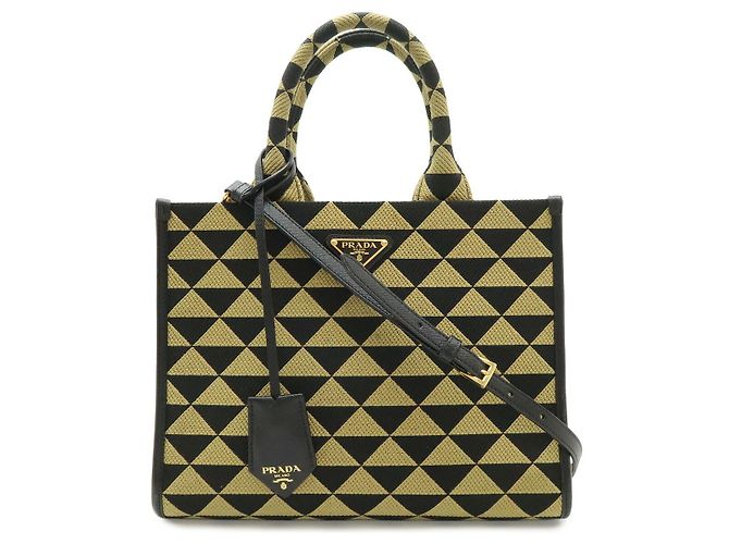 Bolso tote pequeño Prada con bordado jacquard Negro