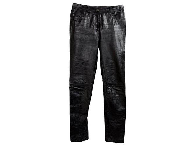 Calças de couro Etro em viscose preta Preto