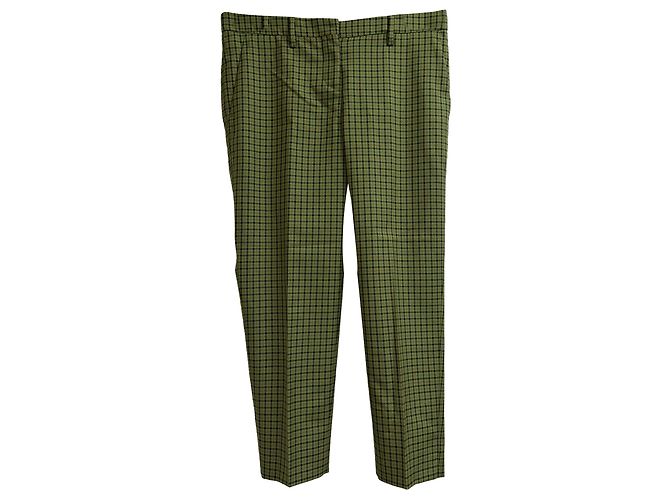 Miu Miu Karo-Hose aus grüner Wolle