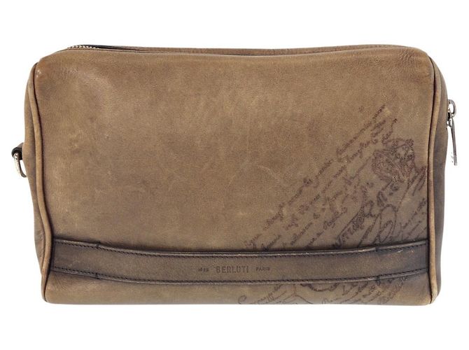 Pochette en cuir Calligraphy Berluti Marron