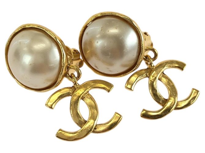 Boucles d'oreilles clip Chanel Coco Mark Doré Métallisé