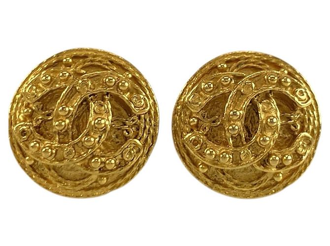 Boucles d'oreilles clip Chanel Coco Mark Doré Métallisé