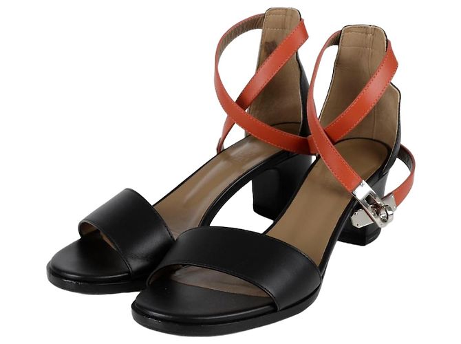 Hermès Manège Kelly Sandalette mit Absatz Schuhgröße Schwarz