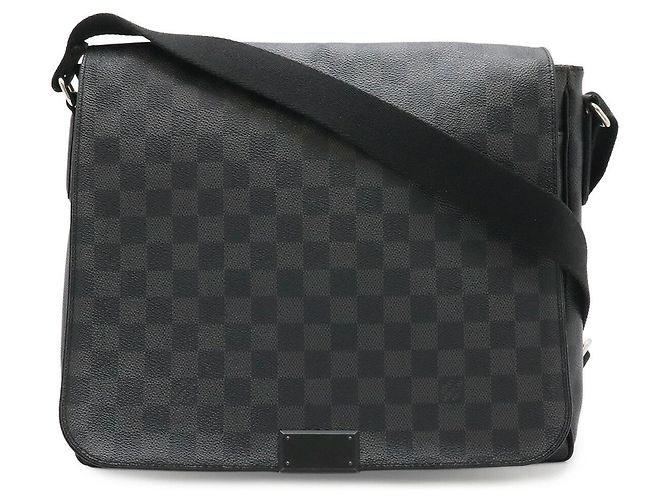 Louis Vuitton District MM Damier Graphite Schultertasche Schwarz