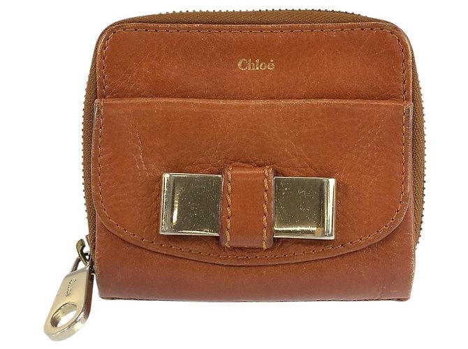 Chloé Chloe Leather Lily Compact Wallet Brown