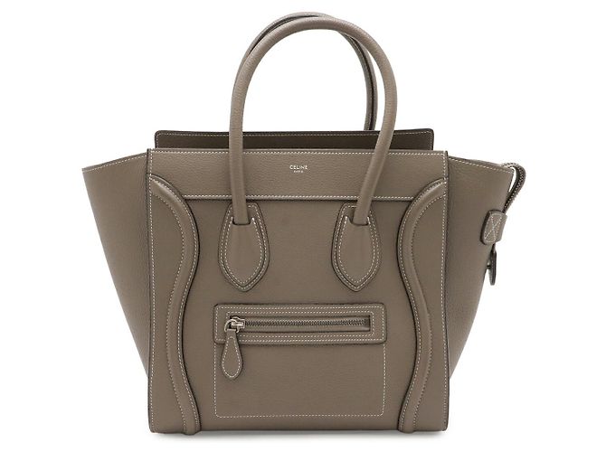 Céline Bolsa Tote Celine Luggage Micro Shopper de couro Cinza