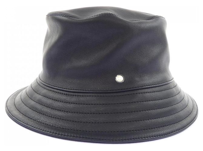 Hermès Chapéu FRED em couro de vitelo Hermes Preto