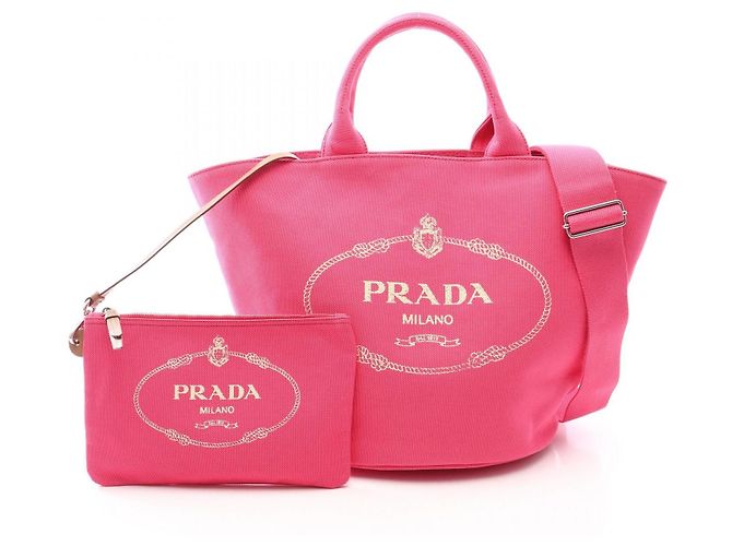 Tote Sac cabas 2way en toile CANAPA Prada Rose
