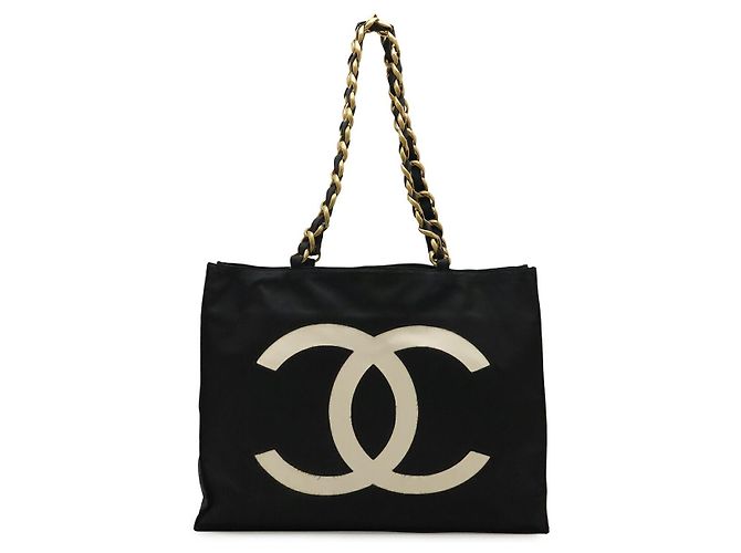 Chanel Nylon Canvas Coco Mark Tote Bag Schwarz