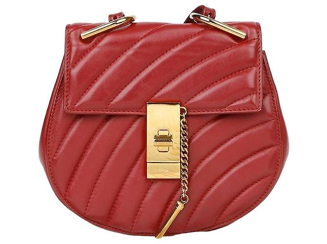 Chloé Borsa a tracolla mini Drew Rosso Pelle Vitello simile a un vitello