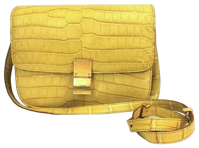 Classic Box Céline Celine Classic Medium Crocodile Jaune