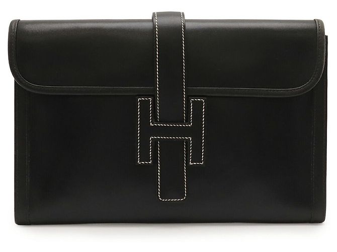 Hermès Hermes Jige PM Leder Clutch Bag Schwarz