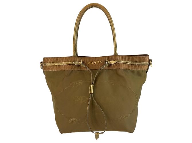 Sac cabas Prada Jacquard Tessuto Nylon Vert