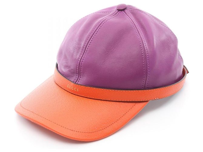 Gucci Bicolor Leather Cap Purple