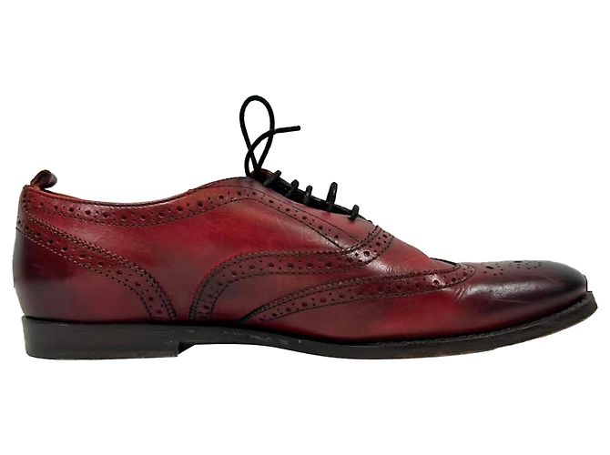 Brogues de amarrar Burberry em couro bordô Vermelho Bordeaux