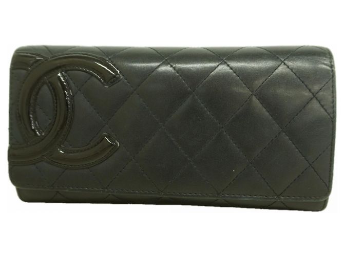Cartera larga de cordero Cambon Chanel Negro