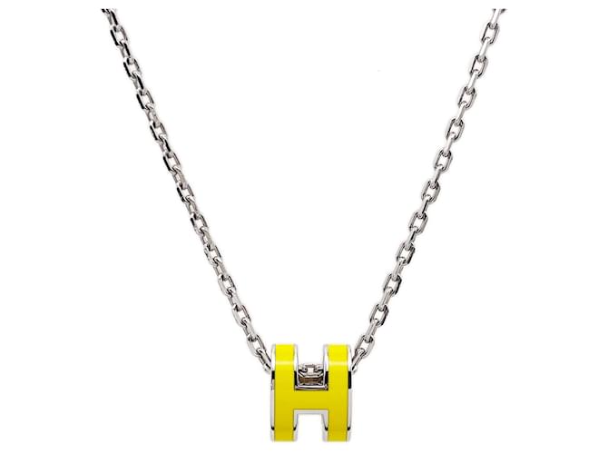 Hermès Pendentif Collier Mini Pop H HERMES Argenté Jaune 