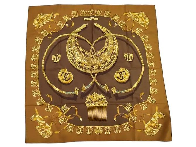 Hermès Hermes Carré 90 Seta multicolore 90 x 90 Marrone