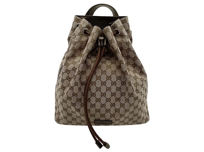 Gucci Brown GG Canvas and Leather Backpack