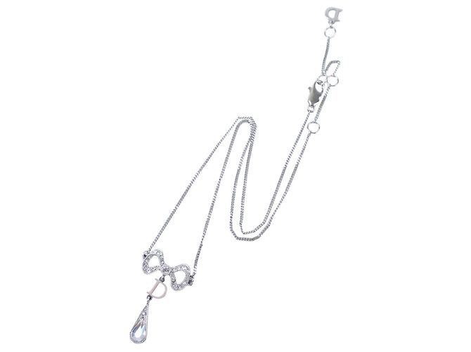 Collier Christian Dior en argent et strass Argenté