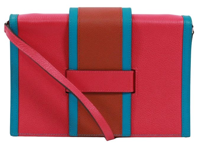 Hermès Bolsa de ombro Hermes H Passant Marrom Rosa Azul