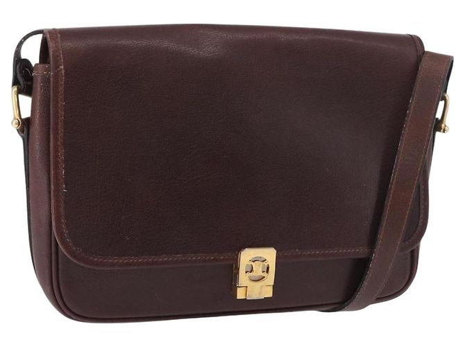 Céline Borsa a tracolla CELINE in pelle marrone scuro oro Auth bs35935 D'oro