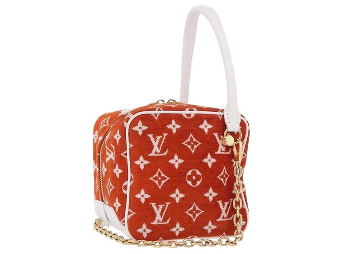 LOUIS VUITTON Monogram Jaguar LV Match Square Bag Orange M46212 Auth 186370SAM Naranja