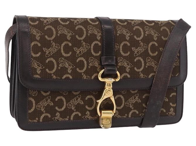 Céline Borsa a Spalla CELINE C Saluki Marrone Oro Auth bs35956 D'oro