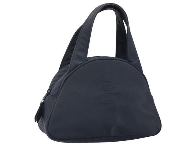 SAINT LAURENT Handtasche Nylon Navy Silber Auth mr2565 Marineblau