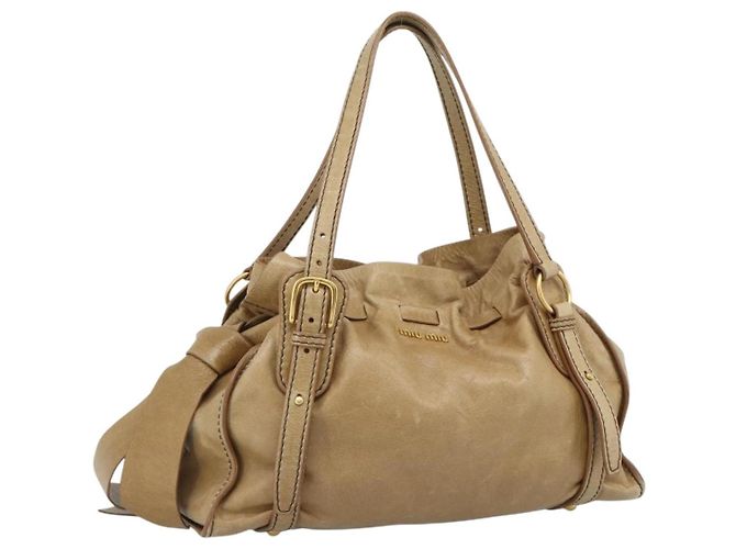 Borsa Miu Miu in pelle beige oro Auth 190085SAM D'oro
