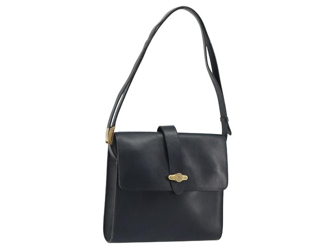 Borsa a tracolla Christian Dior in pelle blu navy e oro Auth ep14988 D'oro