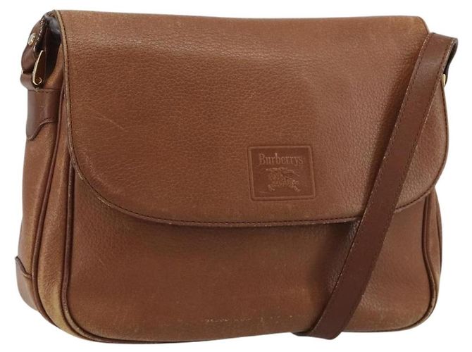 Borsa a Spalla Burberry in Pelle Marrone e Oro Auth ep14974 D'oro
