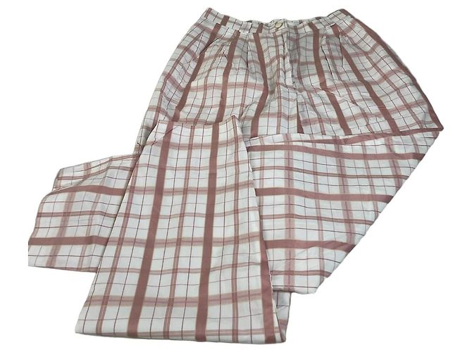 Chloé Vintage Chloe Wide Leg Hose Weiß Rosa S