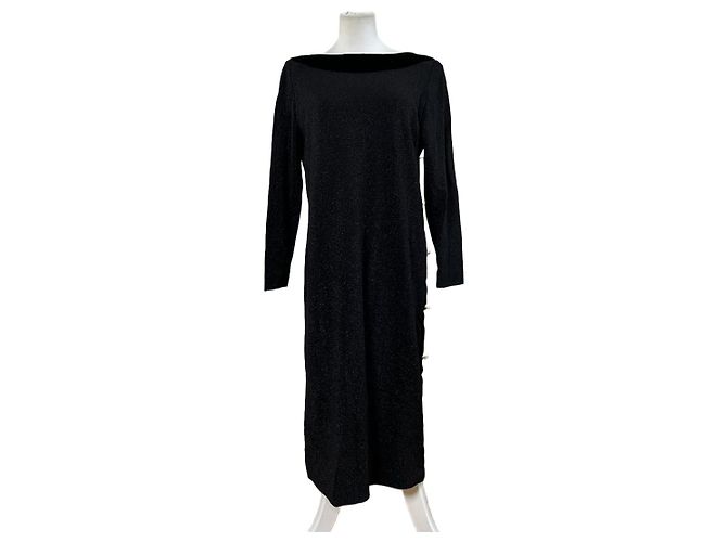 Vintage Givenchy Samtbesatz Kleid Schwarz M