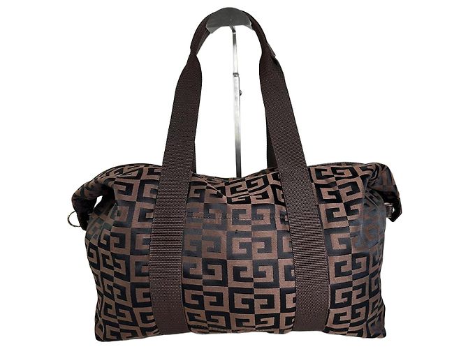 Tote en nylon vintage Givenchy 4G logo marron noir