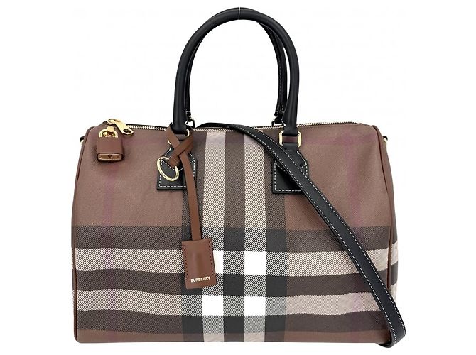 Bolso Boston Burberry con estampado Medium Check para mujer Castaño Negro